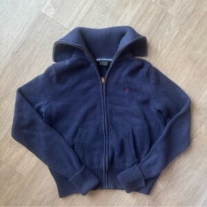 Ralph Lauren Sport | Navy Zip-Up Knit Hoodie | Size L - fits like Size XS/S